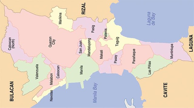 Metro Manila (Vùng đô thị Manila) là mô hình thành phố đồng cấp, bởi vì 17 thành phố này tương đương về dân số.