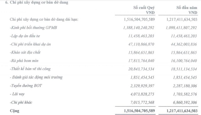 Các khoản đầu tư dở dang vào dự án Cảng Phước An của PAP