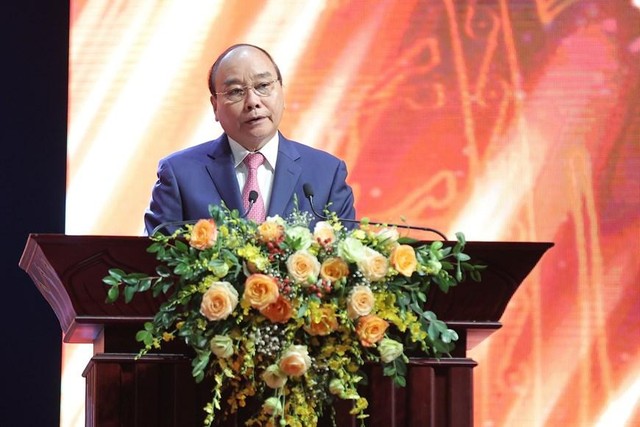 Chủ tịch nước Nguyễn Xuân Phúc nhấn mạnh, hơn 96 năm qua, nền báo chí nước ta đã có sự phát triển vượt bậc (Ảnh: TTXVN)