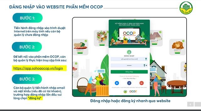 Các bước kết nối thông tin sản phẩm OCOP từng địa phương vào hệ thống thông tin OCOP quốc gia. Các bước kết nối thông tin sản phẩm OCOP từng địa phương vào hệ thống thông tin OCOP quốc gia.