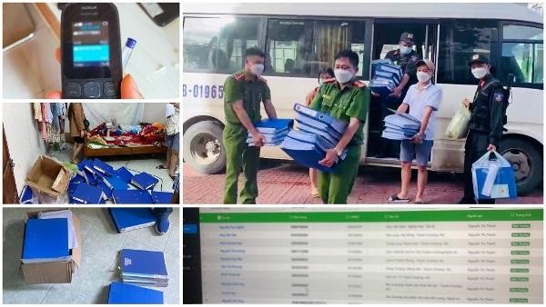 Lực lượng công an thu giữ nhiều tài liệu, phong tỏa 56 tài khoản để điều tra