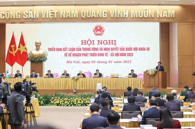 Hội nghị Triển khai Lết luận của Trung ương và Nghị quyết của Quốc hội khóa XV về Kế hoạch phát triển kinh tế - xã hội năm 2022 sẽ diễn ra trong cả ngày 5/1 (Ảnh: Nhật Bắc)
