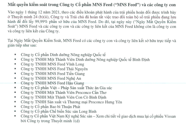 Giao dịch chuyển nhượng chủ yếu trong năm 2021 của Masan MEATLife.