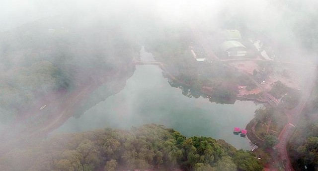 Hồ Đắk Ke chụp từ flycam. (Ảnh: Hồ Hạ)