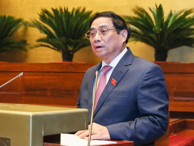 Thủ tướng Chính phủ Phạm Minh Chính báo cáo tại Quốc hội. Thủ tướng Chính phủ Phạm Minh Chính báo cáo tại Quốc hội.