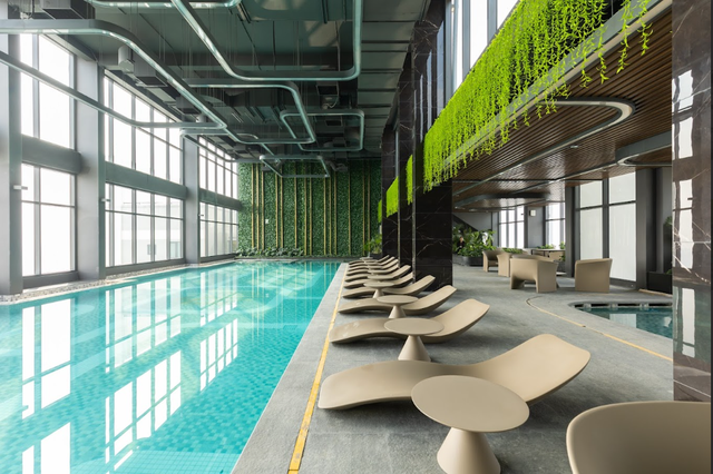 Bể bơi tầng thượng tầm nhìn panorama tại Masteri West Heights. Bể bơi tầng thượng tầm nhìn panorama tại Masteri West Heights.