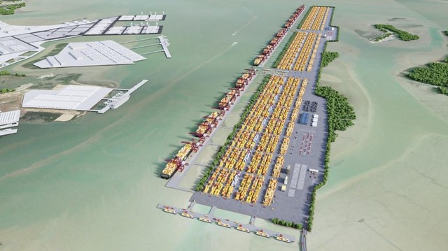 Phối cảnh cảng container trung chuyển quốc tế tại Cần Giờ, TP.HCM. Phối cảnh cảng container trung chuyển quốc tế tại Cần Giờ, TP.HCM.