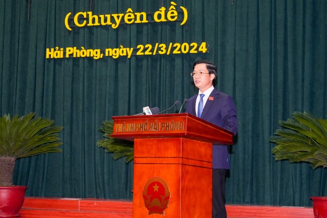 Ông Phạm Văn Lập, Chủ tịch HĐND thành phố Hải Phòng phát biểu khai mạc Kỳ họp. Ông Phạm Văn Lập, Chủ tịch HĐND thành phố Hải Phòng phát biểu khai mạc Kỳ họp.