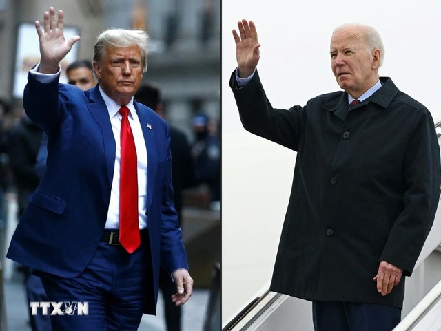 Tổng thống Mỹ Joe Biden (phải) và cựu Tổng thống Donald Trump. (Ảnh: AFP/TTXVN) Tổng thống Mỹ Joe Biden (phải) và cựu Tổng thống Donald Trump. (Ảnh: AFP/TTXVN)