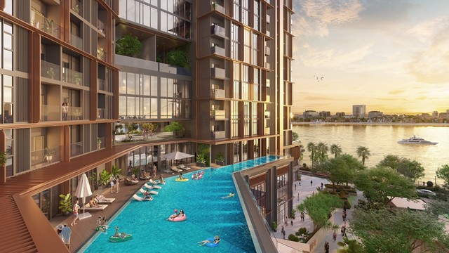 Bể bơi vô cực 450m2 của quần thể. Ảnh phối cảnh minh họa Sun Property Bể bơi vô cực 450m2 của quần thể. Ảnh phối cảnh minh họa Sun Property