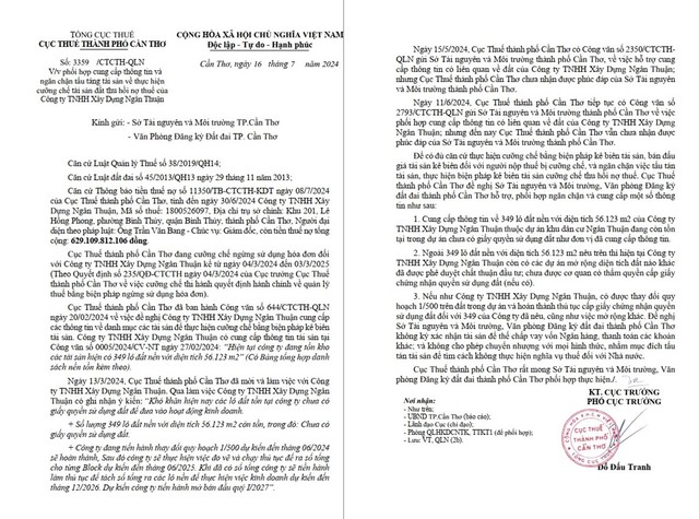 Nội dung Công văn số 3359 của Cục Thuế TP. Cần Thơ