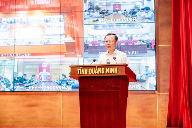 Ông Cao Tường Huy, Chủ tịch UBND tỉnh Quảng Ninh phát biểu. Ông Cao Tường Huy, Chủ tịch UBND tỉnh Quảng Ninh phát biểu.