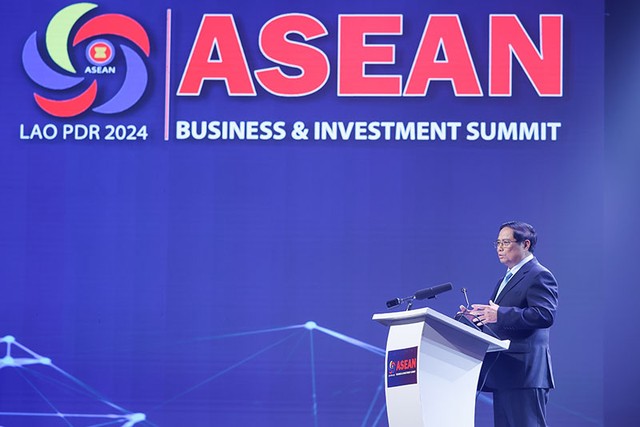 Phát biểu tại Hội nghị Thượng đỉnh về Kinh doanh và Đầu tư ASEAN 2024, Thủ tướng nhấn mạnh, một ASEAN tự cường không thể thiếu đội ngũ doanh nhân, doanh nghiệp tự cường. Ảnh: Nhật Bắc Phát biểu tại Hội nghị Thượng đỉnh về Kinh doanh và Đầu tư ASEAN 2024, Thủ tướng nhấn mạnh, một ASEAN tự cường không thể thiếu đội ngũ doanh nhân, doanh nghiệp tự cường. Ảnh: Nhật Bắc