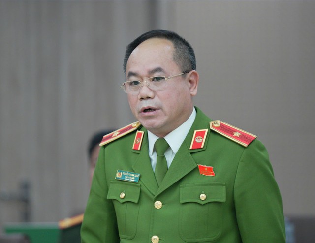 Thiếu tướng Nguyễn Thanh Tùng, Phó giám đốc Công an TP. Hà Nội tại buổi họp báo.
