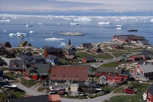 Quang cảnh vịnh Disko ở Ilulissat thuộc Greenland (Đan Mạch). Ảnh: Getty Images/TTXVN Quang cảnh vịnh Disko ở Ilulissat thuộc Greenland (Đan Mạch). Ảnh: Getty Images/TTXVN