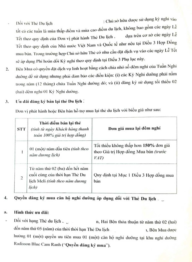 Bản phụ lục hợp đồng quyền mua căn hộ (con cháu ông Tuấn chụp được)