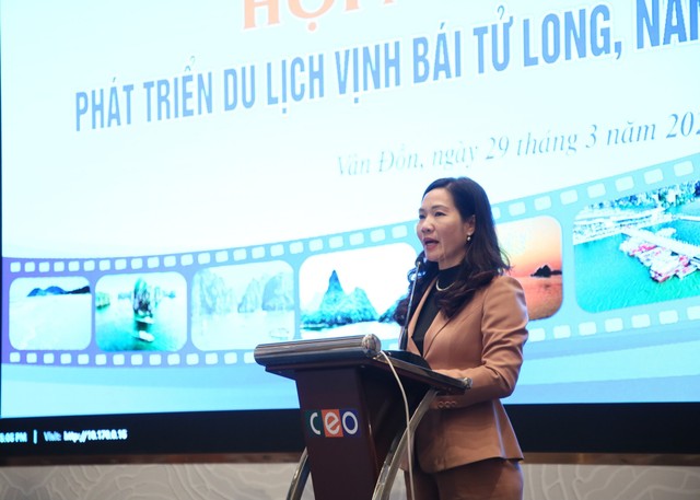 Bà Nguyễn Thị Hạnh, Phó chủ tịch UBND tỉnh Quảng Ninh phát biểu chỉ đạo tại hội nghị Phát triển du lịch vịnh Bái Tử Long năm 2025. Ảnh: VP Đông Bắc Bà Nguyễn Thị Hạnh, Phó chủ tịch UBND tỉnh Quảng Ninh phát biểu chỉ đạo tại hội nghị Phát triển du lịch vịnh Bái Tử Long năm 2025. Ảnh: VP Đông Bắc