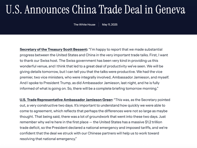 Nhà Trắng công bố thỏa thuận thương mại Mỹ - Trung. Ảnh chụp màn hình website Nhà Trắng Nhà Trắng công bố thỏa thuận thương mại Mỹ - Trung. Ảnh chụp màn hình website Nhà Trắng