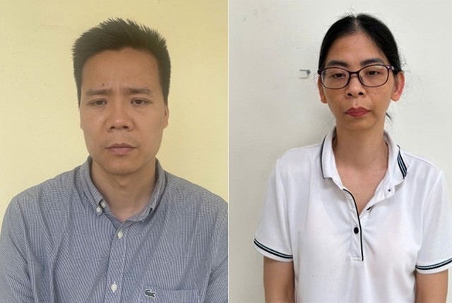 &quot;Trùm&quot; đường dây sản xuất thực phẩm chức năng giả Nguyễn Năng Mạnh (ảnh trái) và đồng phạm.