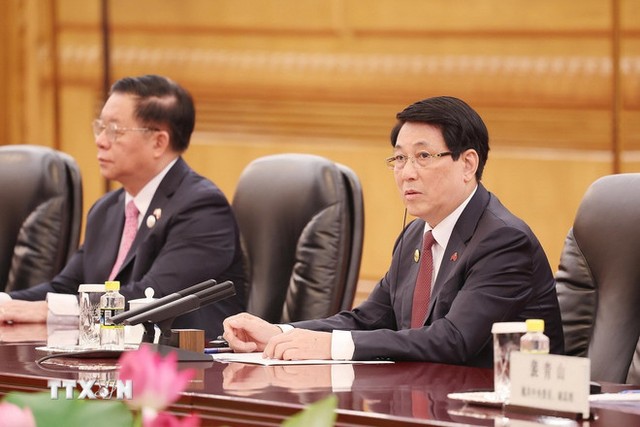 Chủ tịch nước Lương Cường phát biểu. Ảnh: Lâm Khánh/ TTXVN.