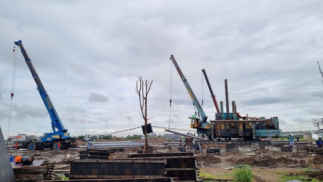 Nhà đầu tư thứ cấp triển khai xây dựng tại cụm công nghiệp Tiên Cường II. Ảnh: Quỳnh Nga