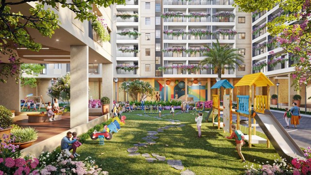 Sân chơi thiếu nhi tại khuôn viên chung cư nhà ở xã hội LA Home Sân chơi thiếu nhi tại khuôn viên chung cư nhà ở xã hội LA Home