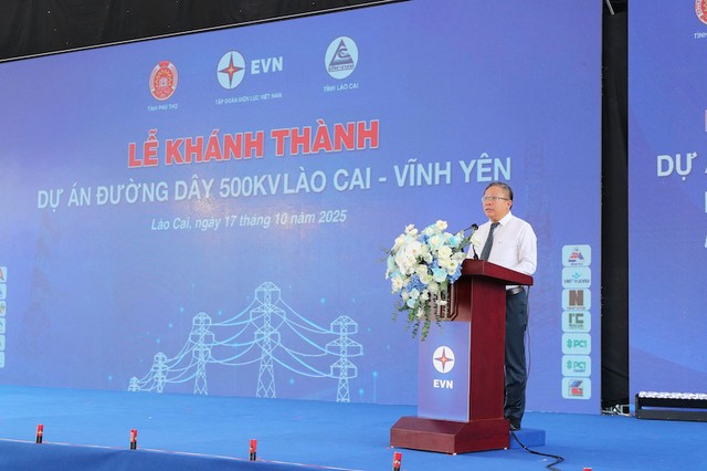 Phó tổng giám đốc EVN Phạm Hồng Phương báo cáo quá trình thi công. Phó tổng giám đốc EVN Phạm Hồng Phương báo cáo quá trình thi công.