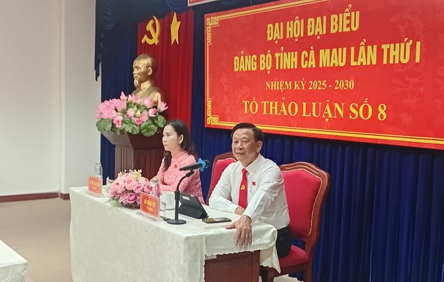 Ông Hồ Trung Việt - Trưởng Ban Tuyên giáo và Dân vận tỉnh Cà Mau điều hành phiên thảo luận tại tổ 8