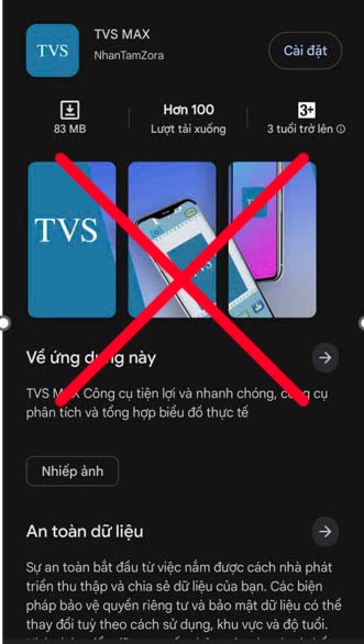 Hình ảnh ứng dụng giả mạo TVS Hình ảnh ứng dụng giả mạo TVS