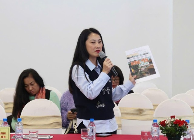 Bà Trương Ngọc Anh, Ban Thư ký - Truyền thông (Câu lạc bộ Lữ hành Unesco Hà Nội) phát biểu.