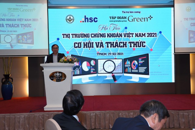 TS. Nguyễn Sơn, Chủ tịch Trung tâm Lưu ký Chứng khoán phát biểu tại hội thảo. TS. Nguyễn Sơn, Chủ tịch Trung tâm Lưu ký Chứng khoán phát biểu tại hội thảo.