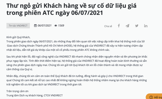 Thư ngỏ VND gửi tới khách hàng