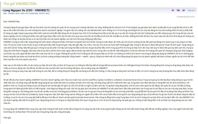 Nội dung email được nhà đầu tư truyền tay trong các room chat