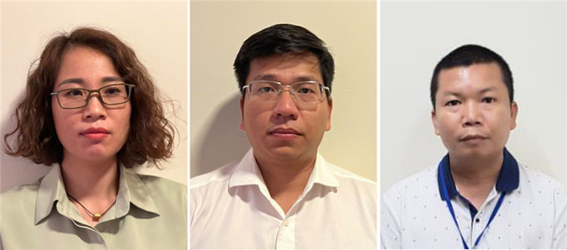Các bị can từ trái sang phải: Nguyễn Thị Thanh Tâm; Phạm Viết Anh Vũ; Nguyễn Thành Trung. (Nguồn: Bộ Công an)