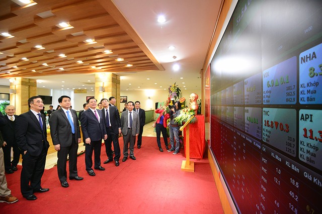 Bộ trưởng Bộ Tài chính đánh cồng khai trương phiên giao dịch đầu năm ảnh 7