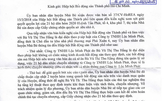 UBND huyện Nhà Bè lên tiếng về dự án tự ý phân lô tại hẻm 2020 Huỳnh Tấn Phát ảnh 1