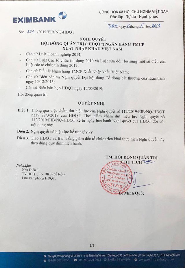 Ghế nóng Chủ tịch Eximbank vẫn chưa ngã ngũ ảnh 1