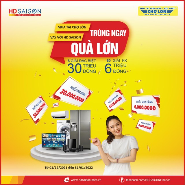 HD SAISON dành tặng khách hàng vay trả góp tại Chợ Lớn tổng giá giải thưởng 600 triệu đồng