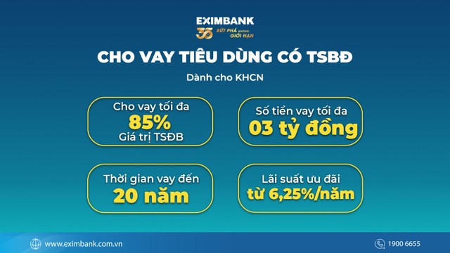 Gói vay tiêu dùng của Eximbank như một giải pháp tối ưu để hiện thực hóa sở hữu ngôi nhà mơ ước. Gói vay tiêu dùng của Eximbank như một giải pháp tối ưu để hiện thực hóa sở hữu ngôi nhà mơ ước.