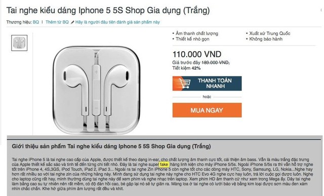 Hàng giả, hàng nhái bày bán công khai trên Lazada, Sendo ảnh 2