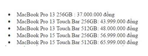 MacBook Pro 2016 chính hãng giá từ 37 triệu đồng ảnh 1