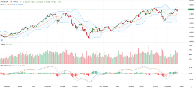 Biểu đồ kỹ thuật VN-Index.