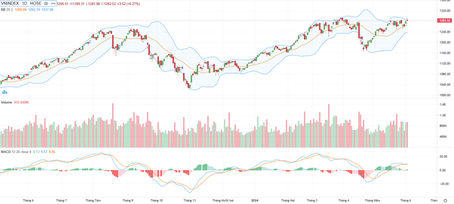 Biểu đồ kỹ thuật VN-Index. Biểu đồ kỹ thuật VN-Index.
