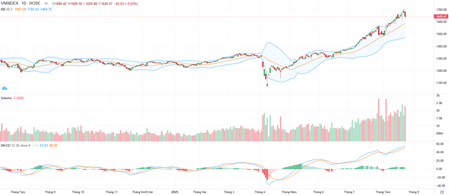 Biểu đồ kỹ thuật VN-Index.