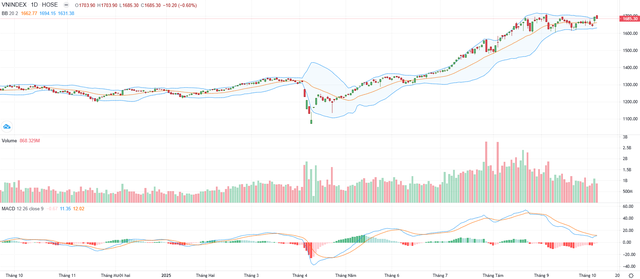 Biểu đồ kỹ thuật VN-Index.