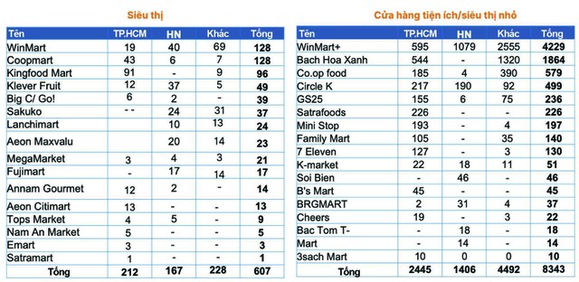 Một số chuỗi bán lẻ hiện đại tại Việt Nam hiện nay.