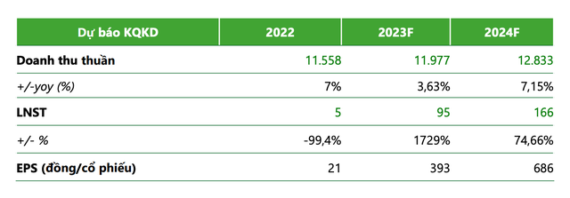 Dự báo kết quả kinh doanh của Dabaco theo VCBS