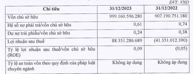 Các chỉ tiêu tài chính của DGT trong năm 2023