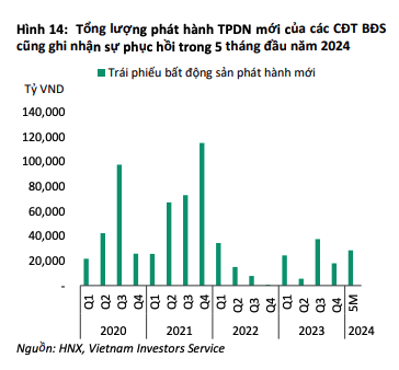 Lượng phát hành trái phiếu doanh nghiệp mới của các chủ đầu tư bất động sản phục hồi