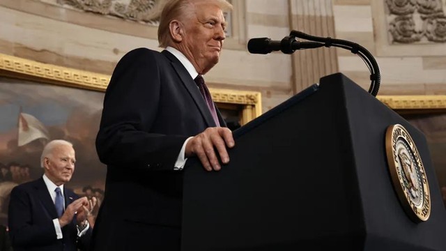 Ông Trump phát biểu nhậm chức ngày 20/1/2025. Ảnh: Getty Images